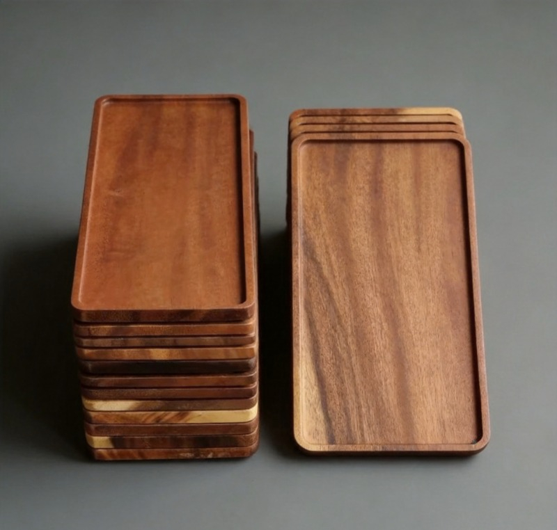 Storage Food Tray - Natural Wooden Rectangular Serving Tray Food