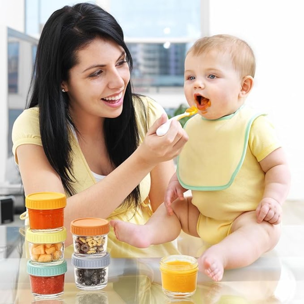 Food Storage Glass Box - 6pcs Glass Baby Food Jar Reusable