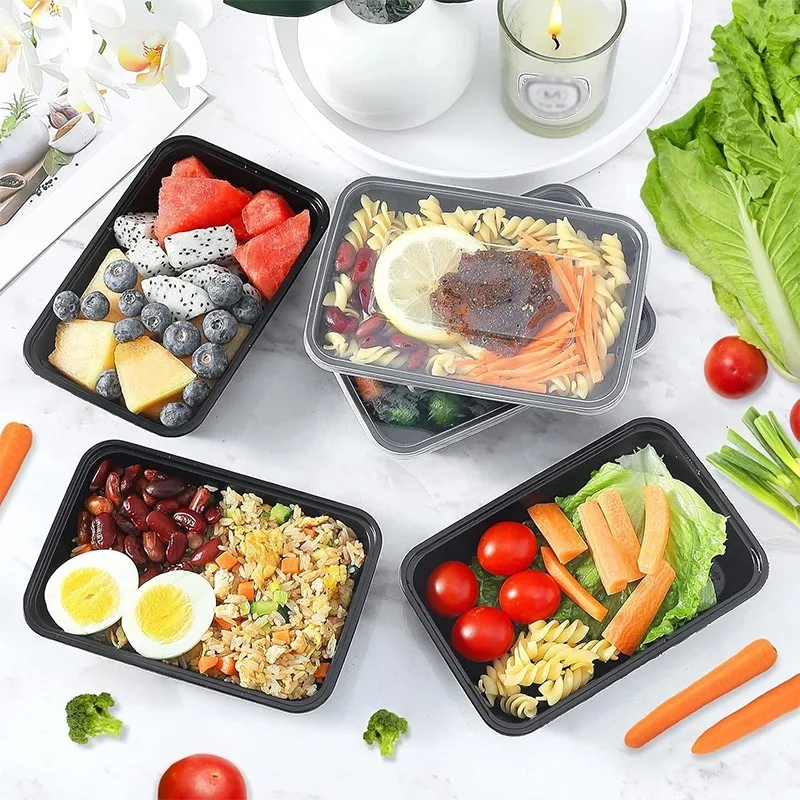 Food Storage Made Easy - 1-100pcs Black Disposable Food Containers Plastic