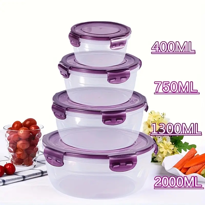Food Storage Unit - 4 Plastic Food Storage Containers, Lunch