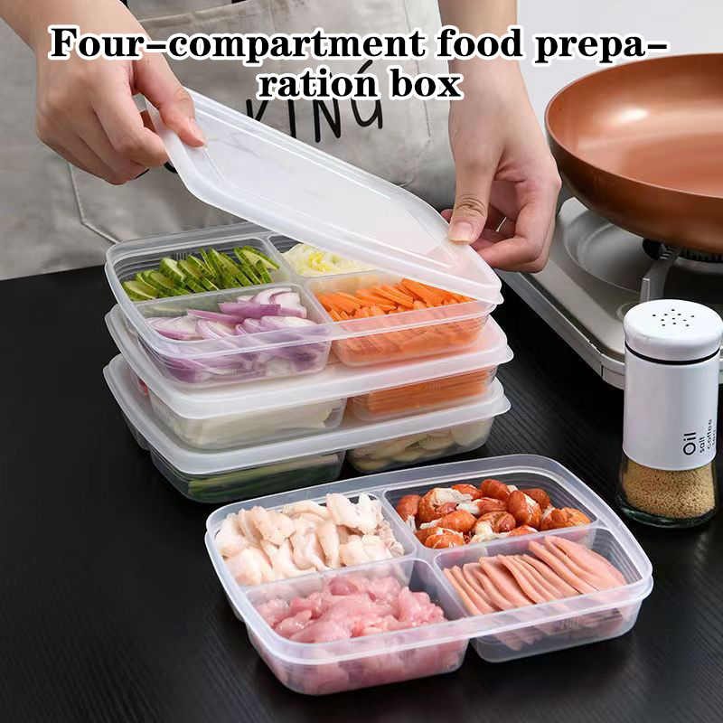 Food Storage Unit - New【4 Grids Plastic Storage Box Portable