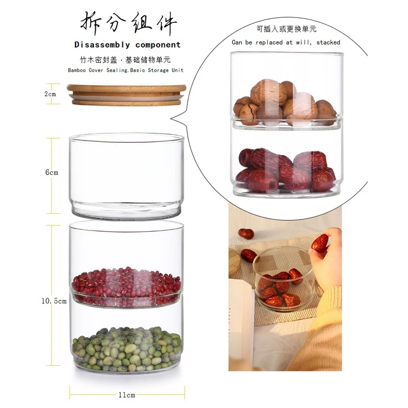 New1200 Ml 3-layer Glass Can K - Food Storage Set Glass recension och pris