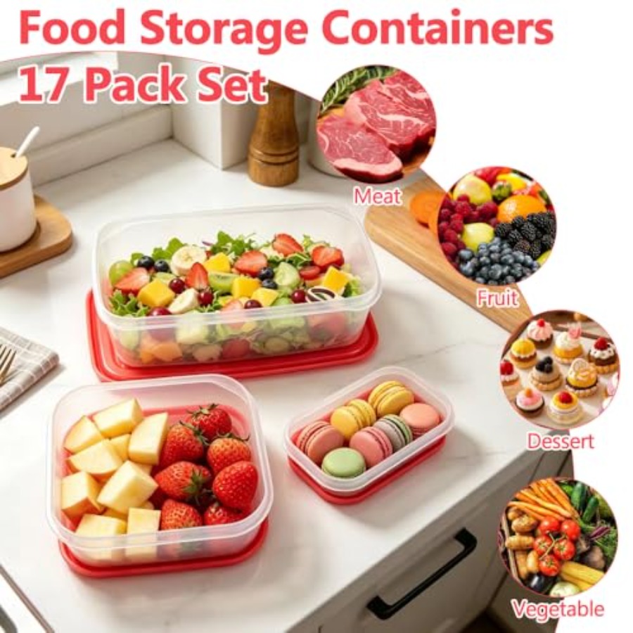 17Pcs Plastic Food Storage Set - Food Storage Containers recension och pris