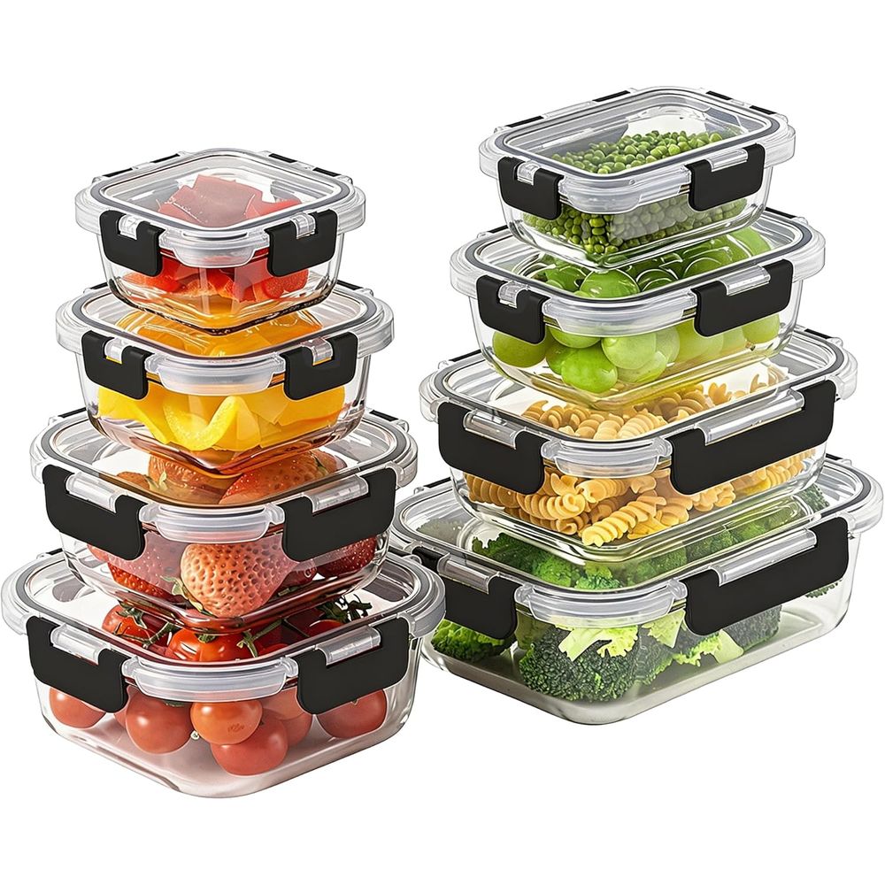 8-Piece Borosilicate Glass Foo - Food Storage Set Glass recension och pris