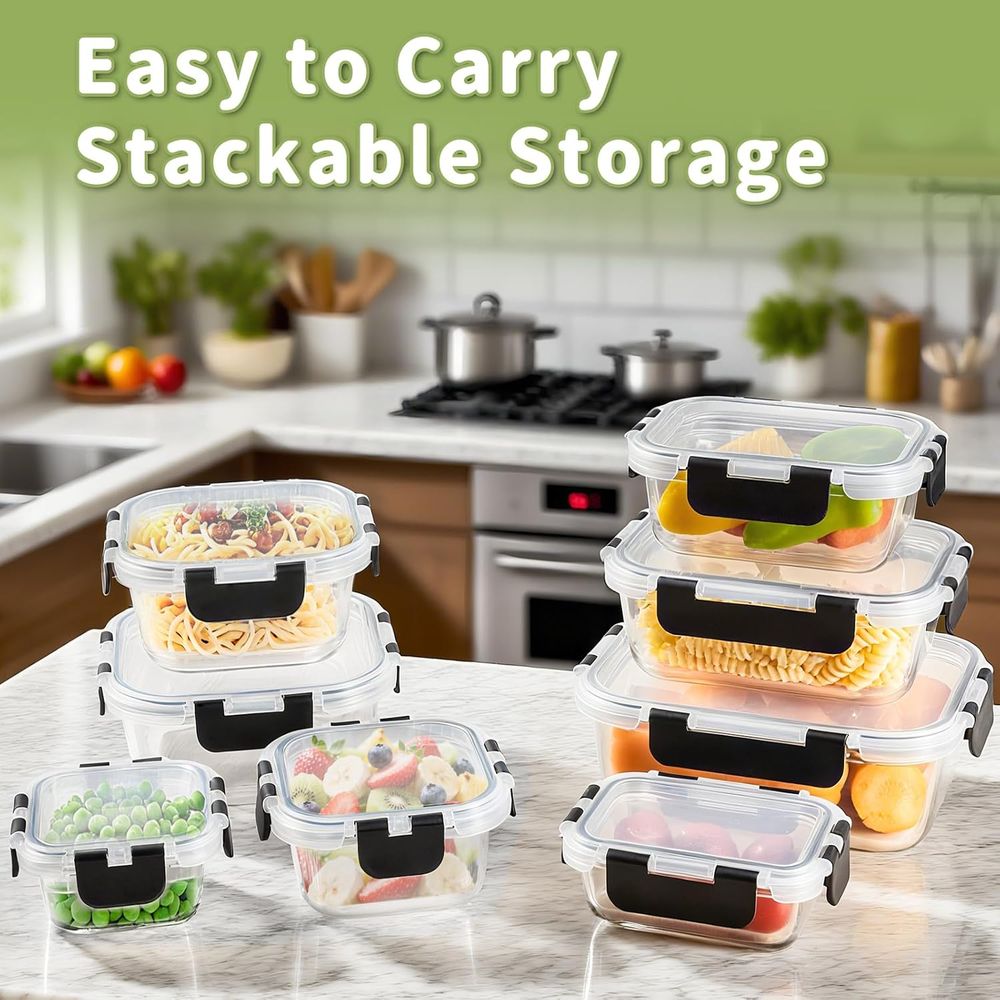 8-Piece Borosilicate Glass Foo - Food Storage Set Glass recension och pris