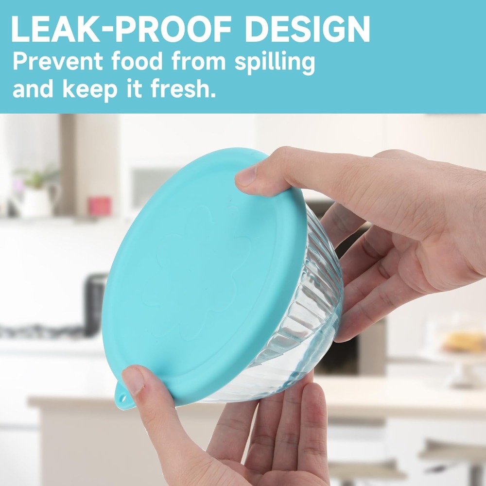 Silicone Lids for Glass Mixing - Food Storage Set Glass recension och pris