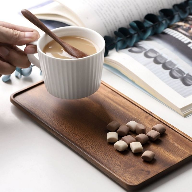 Natural Wooden Rectangular Ser - Storage Food Tray recension och pris