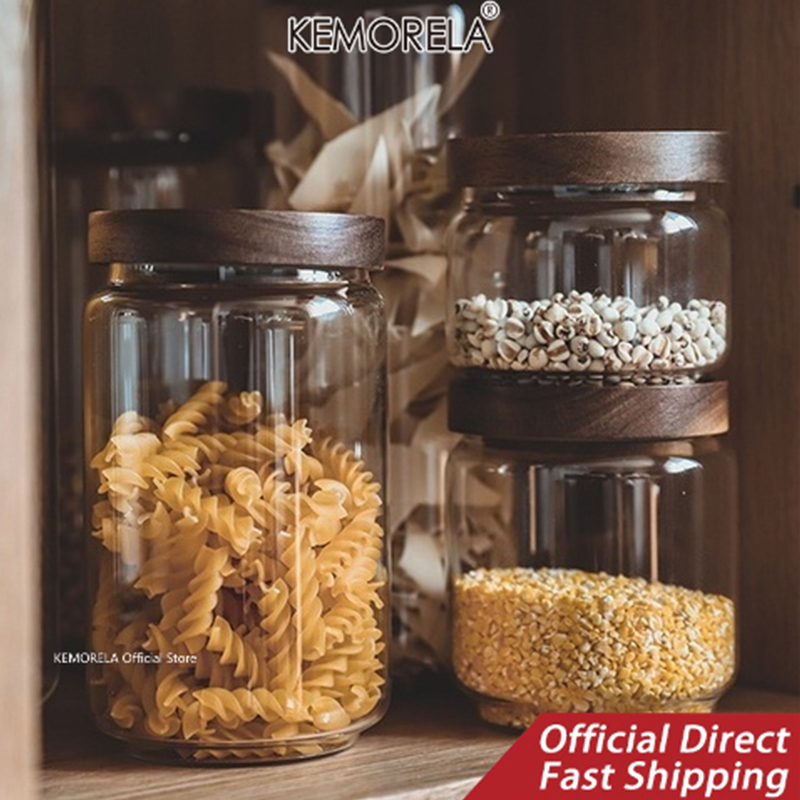 Wood Lid Glass Airtight Canist - Food Storage Glass Box recension och pris