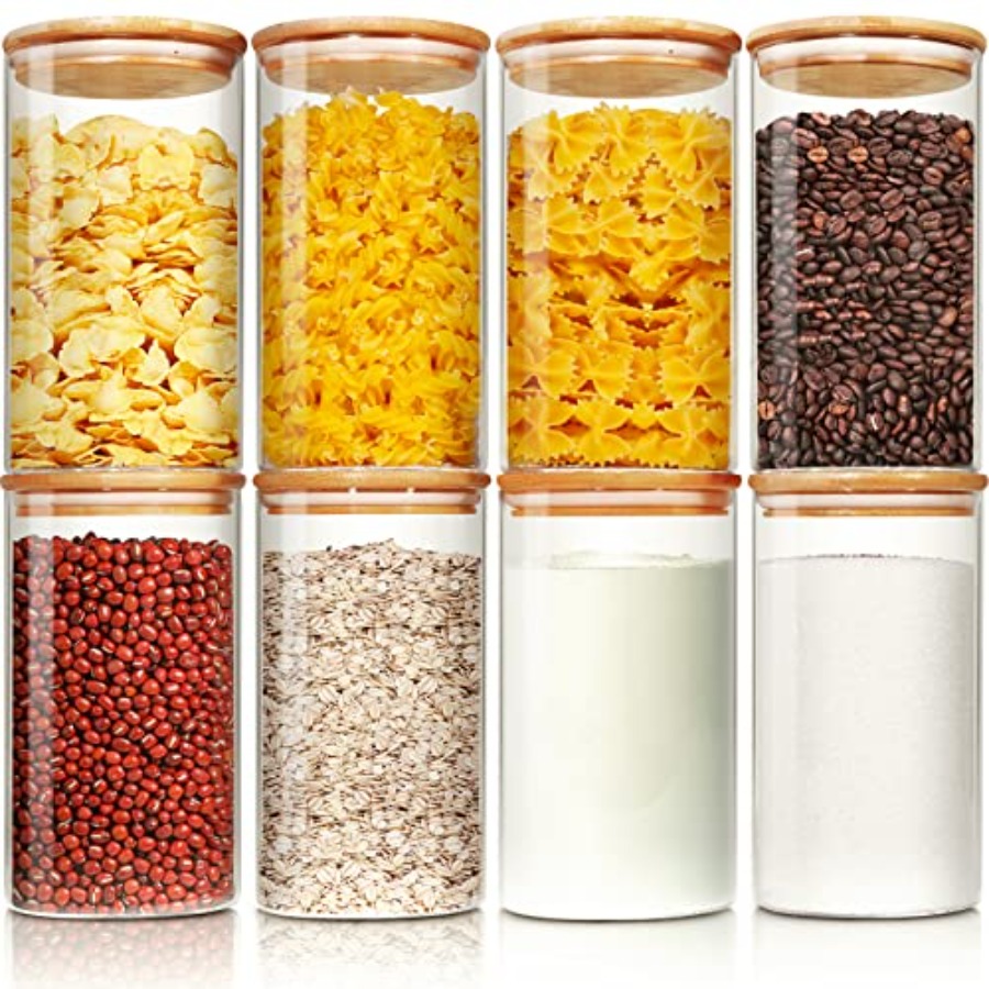Glass Jars with Bamboo Lids 28 - Food Storage Set Glass recension och pris