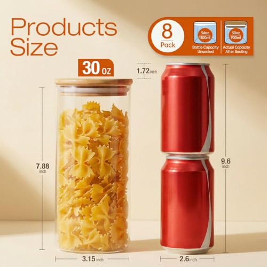 Glass Jars with Bamboo Lids 28 - Food Storage Set Glass recension och pris
