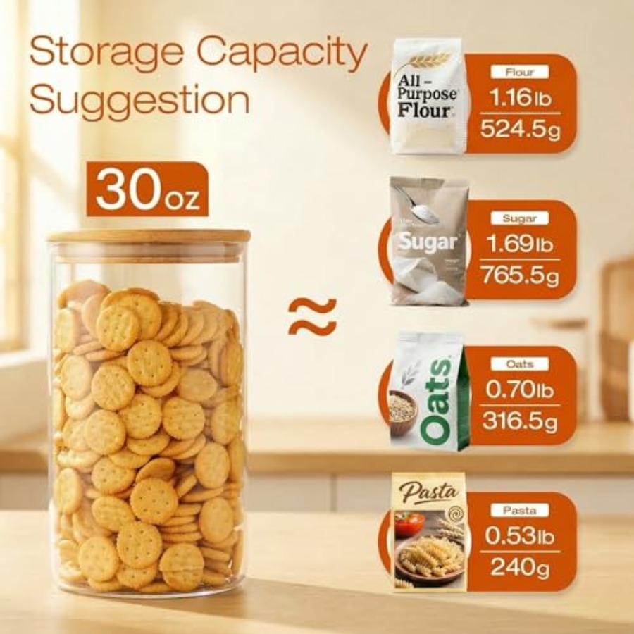 Glass Jars with Bamboo Lids 28 - Food Storage Set Glass recension och pris