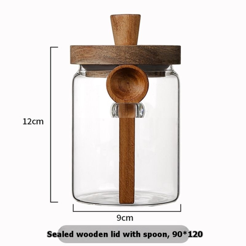ABJI-Glass Jar With Wooden Lid - Food Storage Set Glass recension och pris