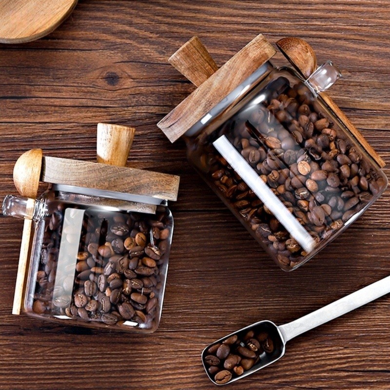 ABJI-Glass Jar With Wooden Lid - Food Storage Set Glass recension och pris