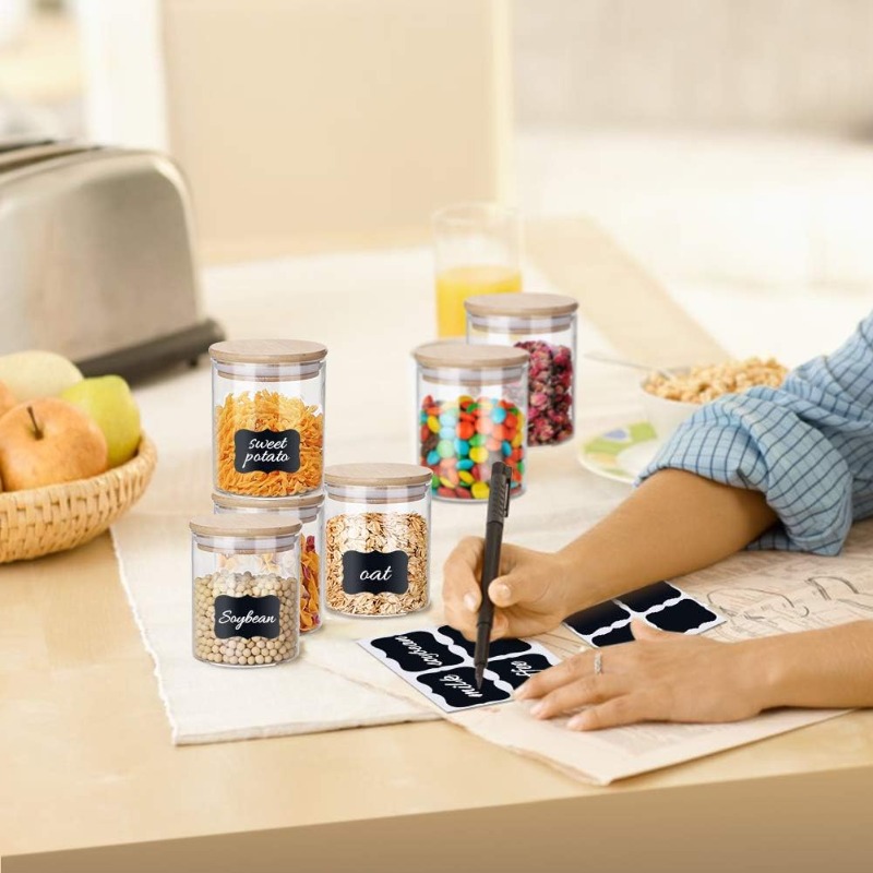 12 Glass Jars Set with Bamboo  - Food Storage Set Glass recension och pris