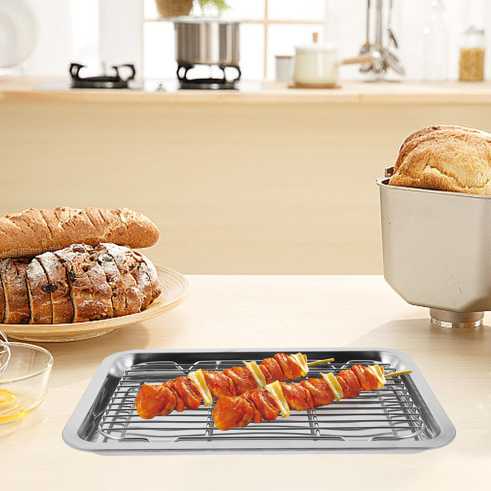 1Set Stainless Steel Wire Baki - Storage Food Tray recension och pris