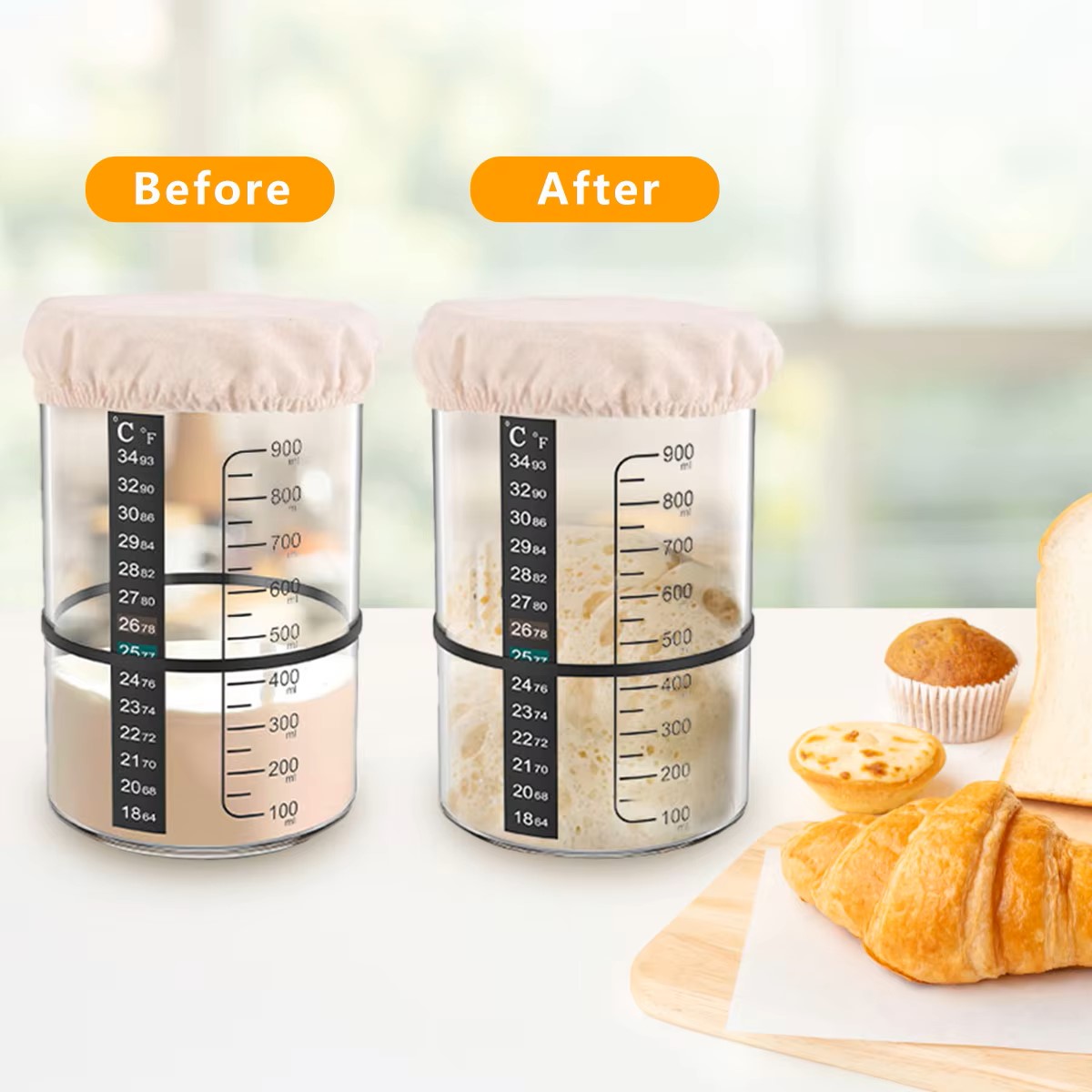 1500/900ml Sourdough Starter J - Food Storage Set Glass recension och pris