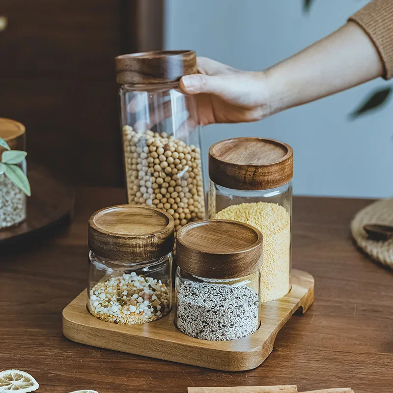 Wood Lid Orgnizer Glass Airtig - Food Storage Set Glass recension och pris