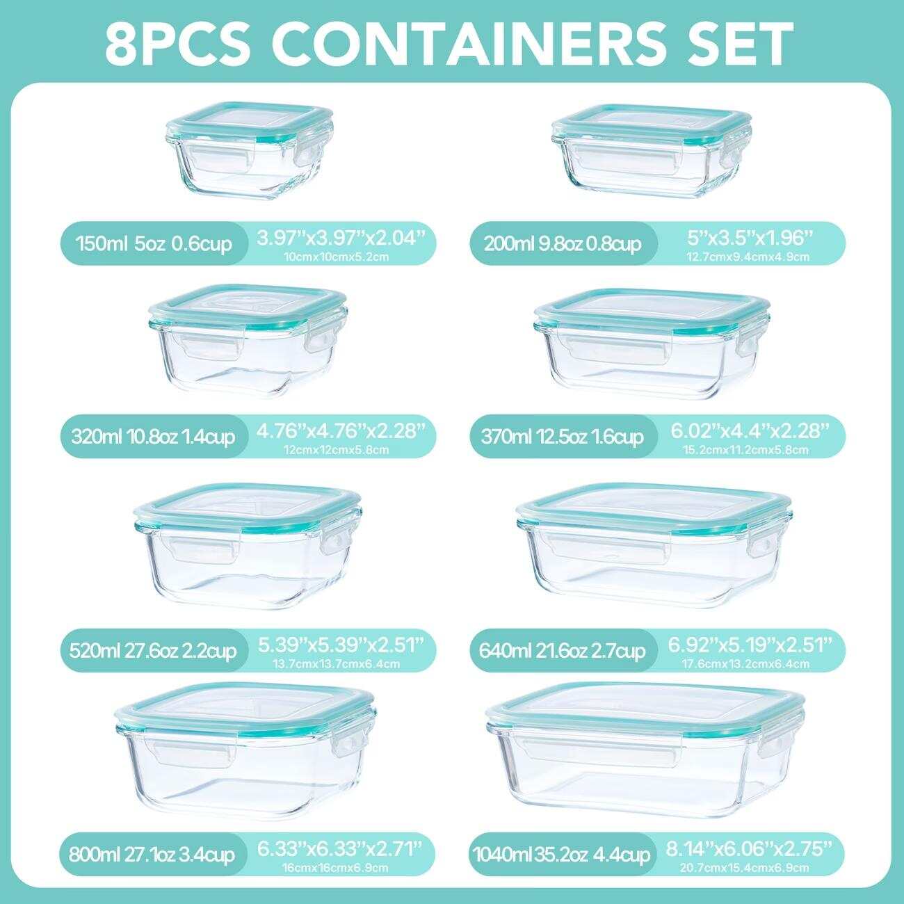 16pcs Sealed Glass Food Storag - Food Storage Glass Box recension och pris
