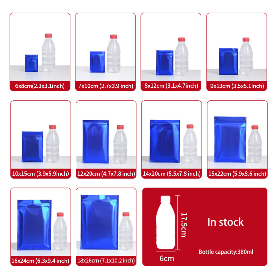100pcs Matte Blue Foil Zipper  - Food Storage Bags Reusable recension och pris