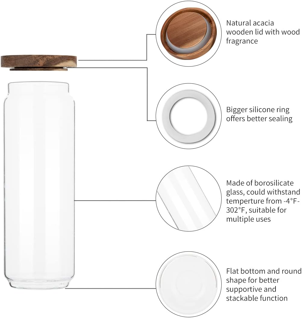 4 Pack 34 OZ Glass Jars with W - Food Storage Set Glass recension och pris
