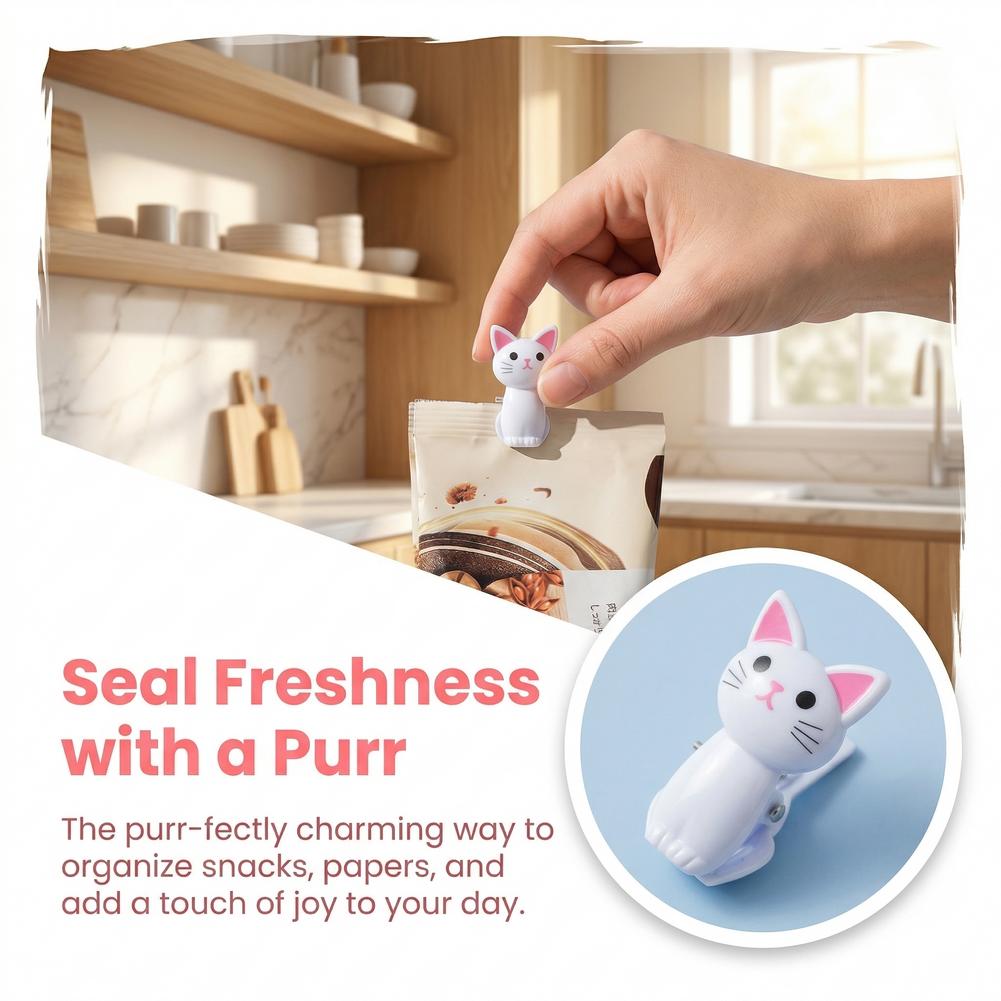 Cute Cat Shaped Bag Clips Reus - Food Storage Bags Reusable recension och pris