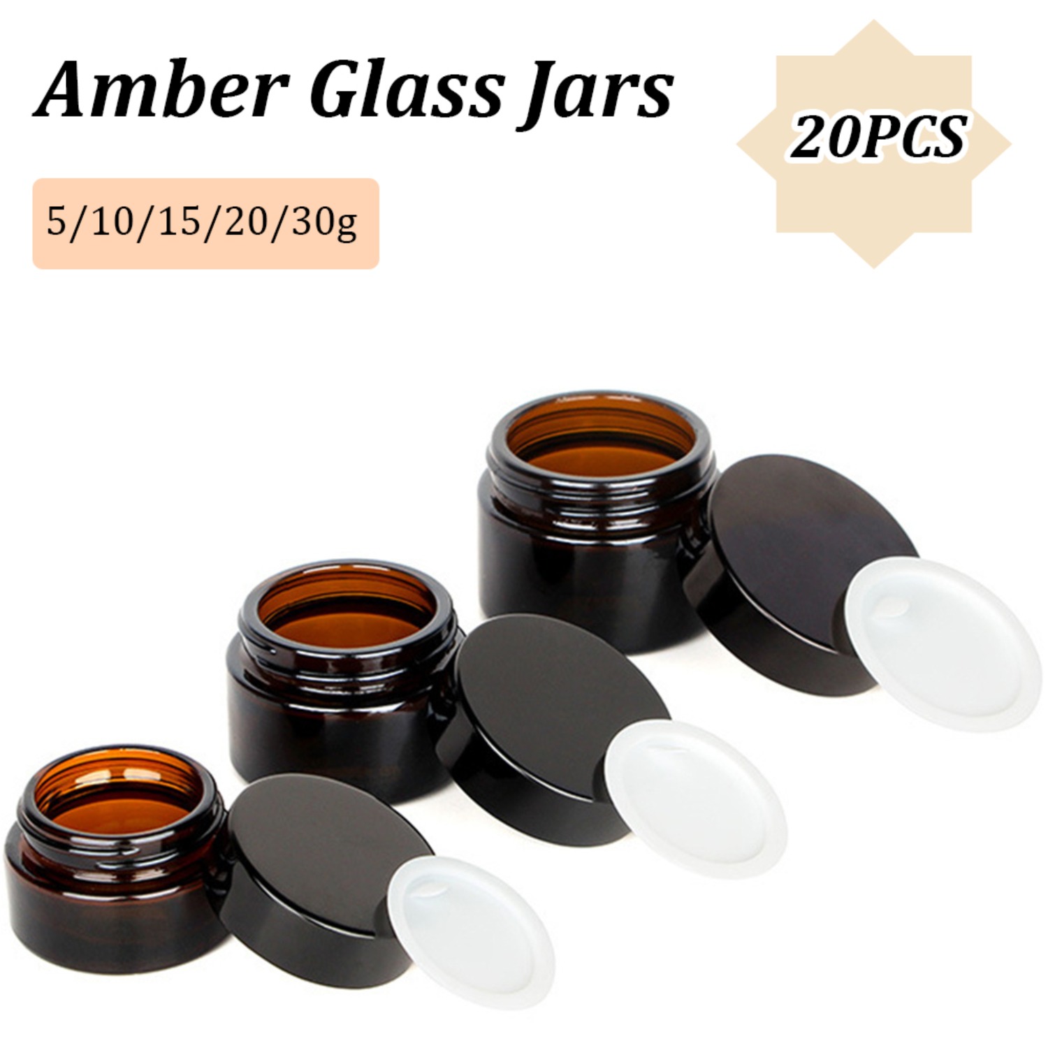 20PCS Small Amber Glass Jars w - Food Storage Set Glass recension och pris