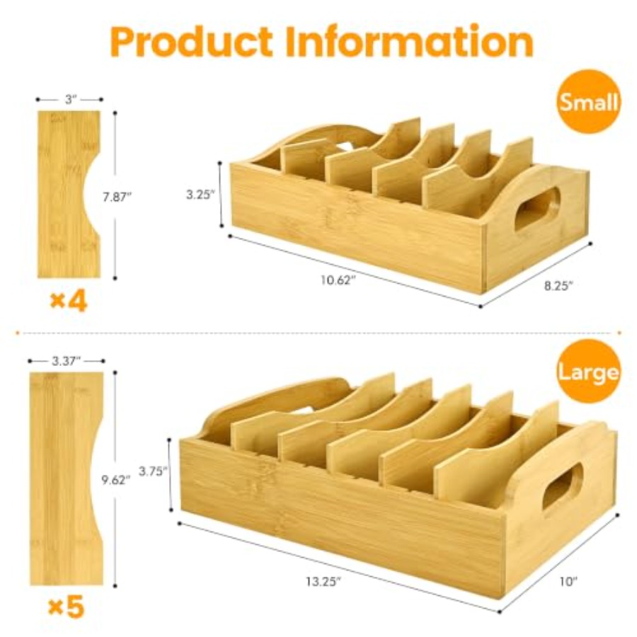 2 Pack Bamboo Lid Organizer, 1 - Food Storage Containers recension och pris