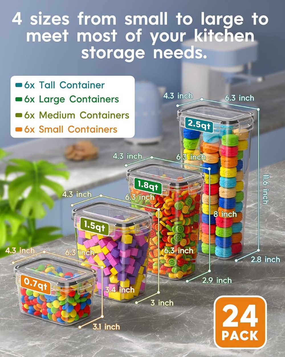 24 PCS Airtight Food Storage C - Food Storage Containers recension och pris